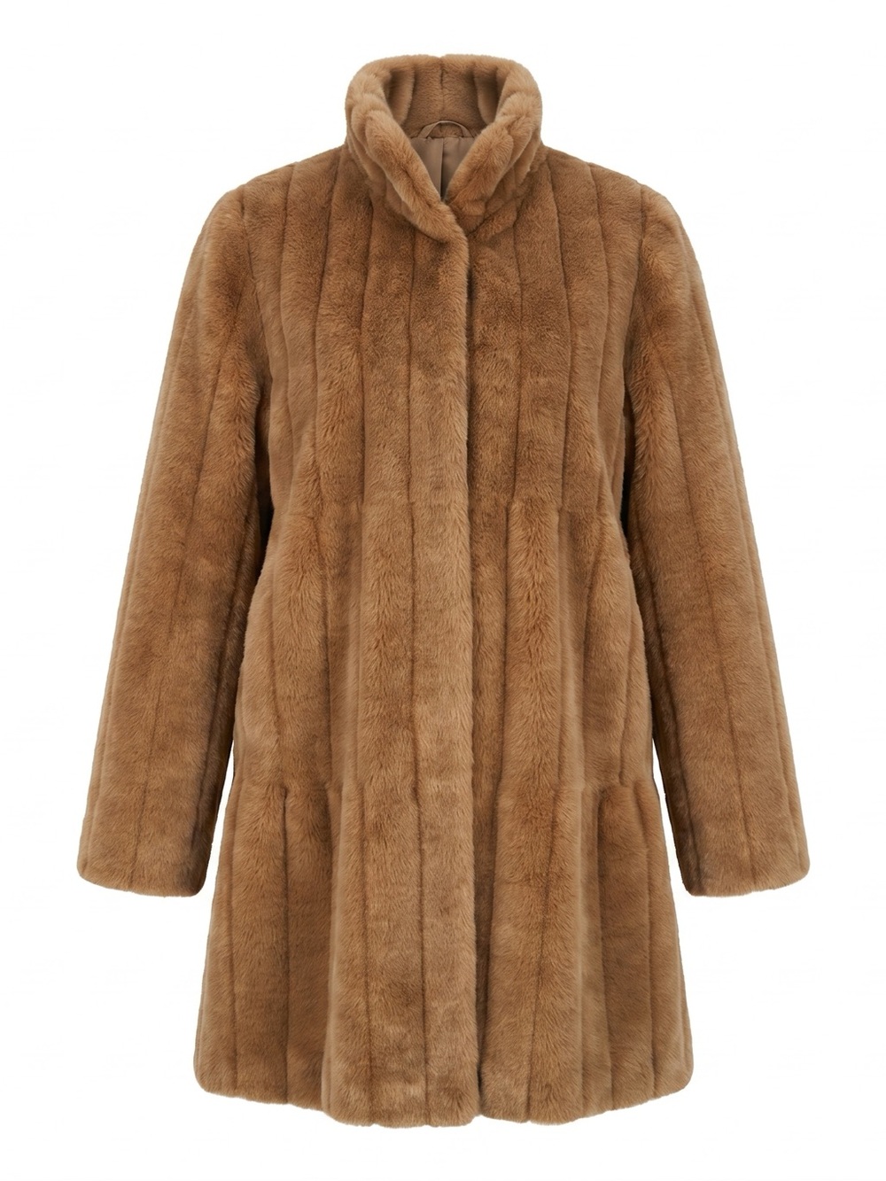 Golden Color 100% Modacrylic Faux Fur Coat By- Fully Fashions. Size Large